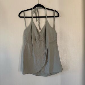 Vintage Venezia plus size sage green gauzy cotton halter tank